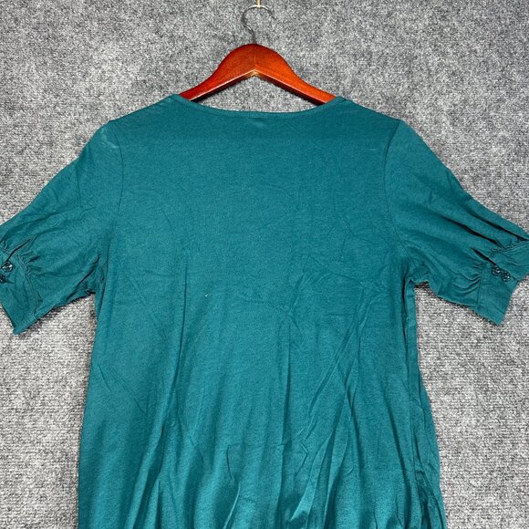 Fossil Top Womens Medium Green Cotton Knit Short Cuffed Sleeve Pullover - Picture 7 of 7